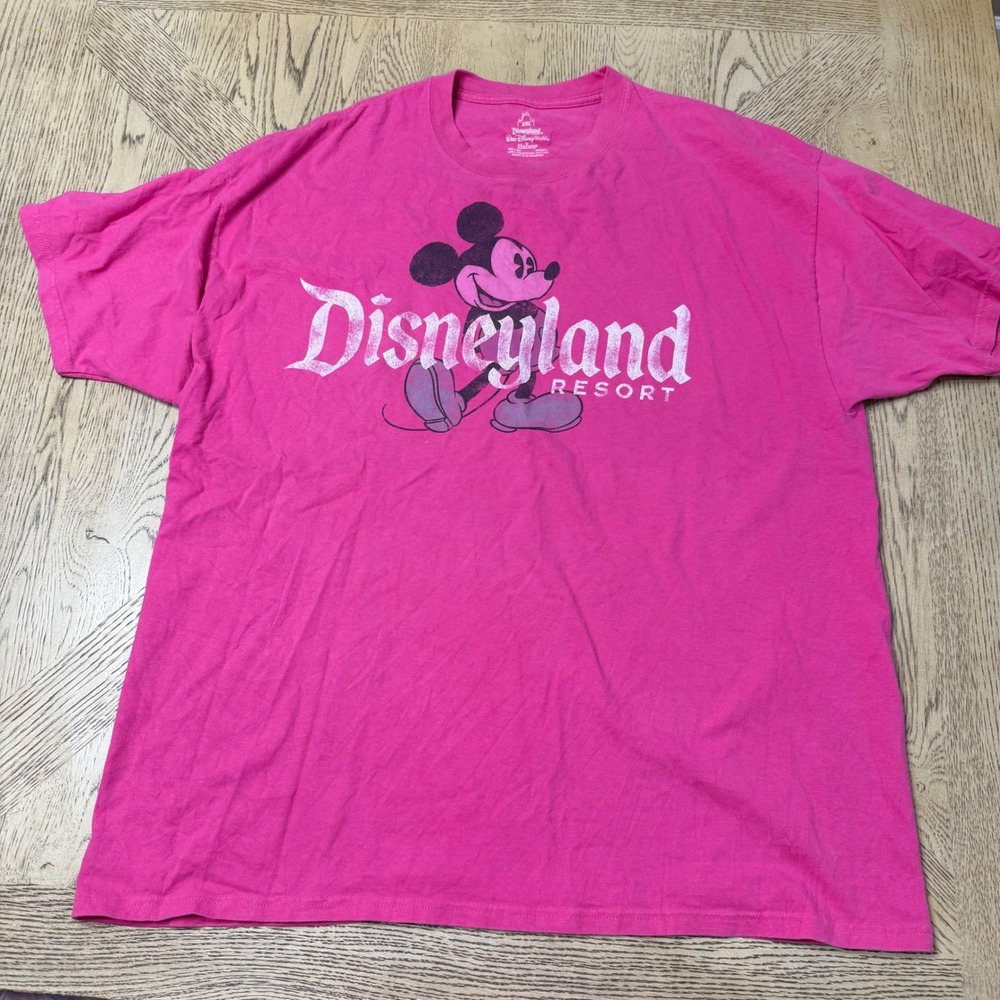 Hanes Disneyland Resort‎ Women's 2XL Pink Mickey Mouse Graphic T Shirt
